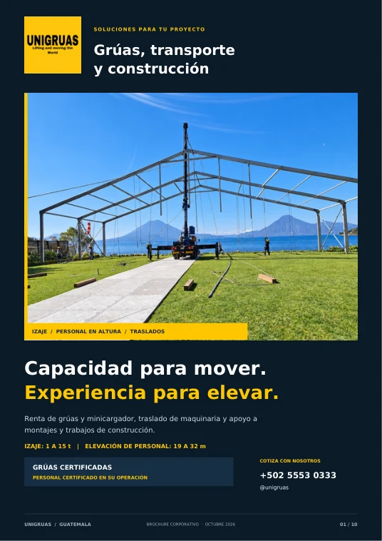 Portada del brochure empresarial de UNIGRUAS